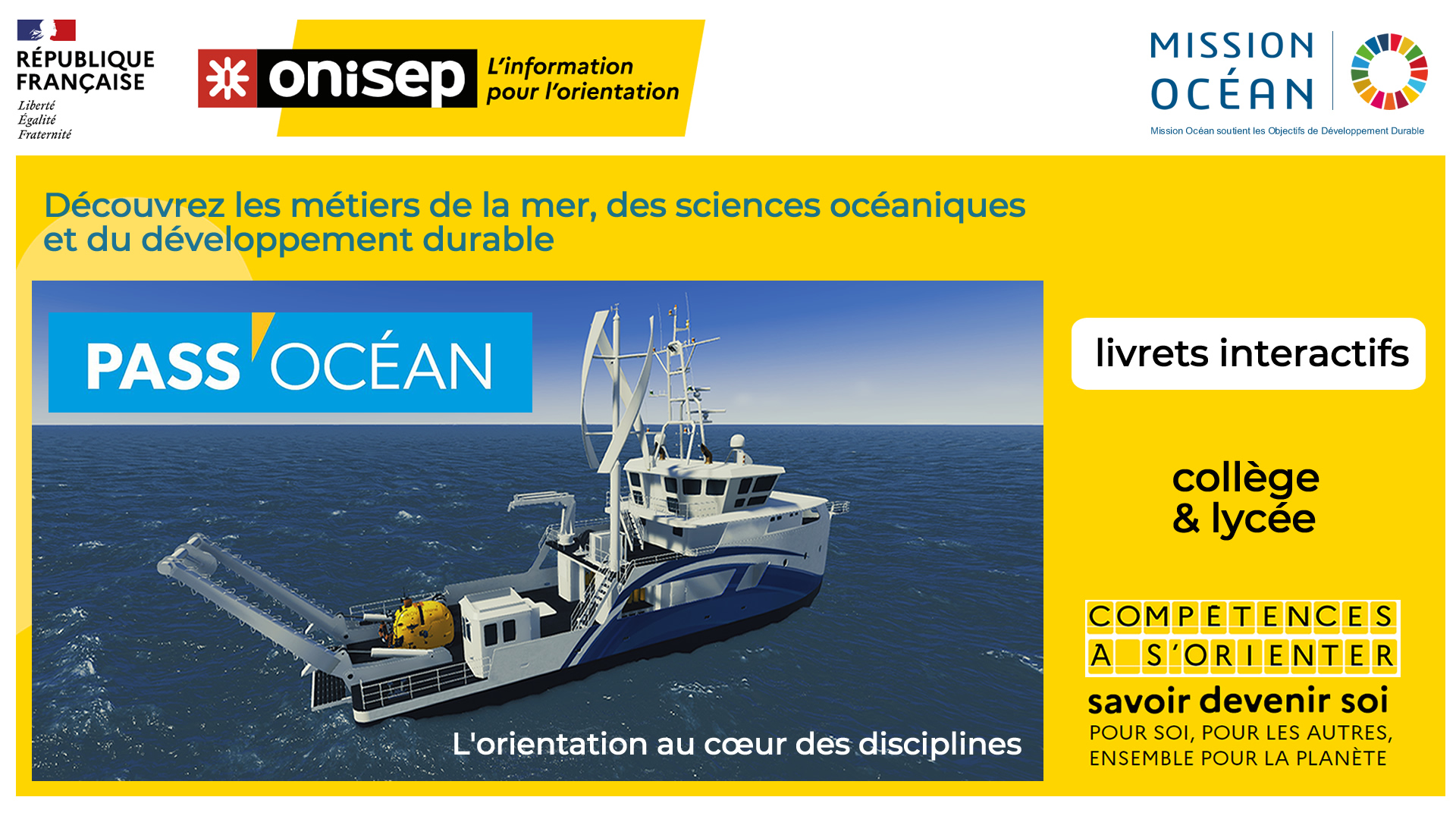 Consulter les livrets interactifs Pass'Océan de l'Onisep pour découvrir les métiers